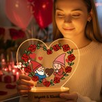Spersonalizowana akrylowa lampka nocna LED z imieniem i drewnianą podstawą do dekoracji domu, prezent na walentynki i rocznicę dla pary