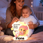 Veilleuse en acrylique personnalisée en 3D avec nom, date et information de naissance Décoration de chambre Cadeau d'anniversaire pour les nouveaux-nés
