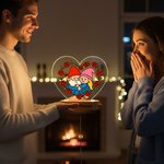 Spersonalizowana akrylowa lampka nocna LED z imieniem i drewnianą podstawą do dekoracji domu, prezent na walentynki i rocznicę dla pary