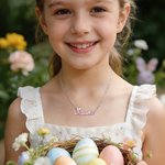 Personalized Cute Bunny Ears Initial Name Necklace Multicolour Jewellery Easter Birthday Anniversary Gift for Women Girls