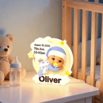 Veilleuse en acrylique personnalisée en 3D avec nom, date et information de naissance Décoration de chambre Cadeau d'anniversaire pour les nouveaux-nés