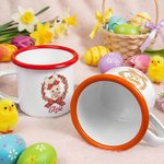 Personalised Multicolour Wreath Polka Dot Bow Easter Egg Bunny 12 oz Enamel Mug with Name Easter Gift for Kids