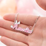 Personalized Cute Bunny Ears Initial Name Necklace Multicolour Jewellery Easter Birthday Anniversary Gift for Women Girls