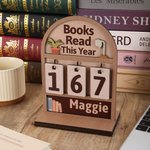 Personalized Books Read This Year Wooden Read Tracker with Name Bookshelf Decor Daily Use Birthday Gift for Bookworms