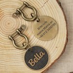 Personalisierte runde Retro Hundemarke aus Messing mit Namen und Text Geburtstag Geschenk für Tierbesitzer Tierliebhaber