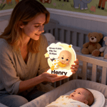 Veilleuse en acrylique personnalisée en 3D avec nom, date et information de naissance Décoration de chambre Cadeau d'anniversaire pour les nouveaux-nés