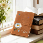 Personalizzato Retro Birth Flower Birthstone PU Leather A5 Sketchbook Notebook Cover per uso quotidiano Outdoor Sketching Gift per artisti pittori studenti