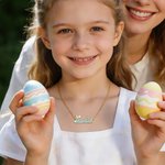 Personalized Cute Bunny Ears Initial Name Necklace Multicolour Jewellery Easter Birthday Anniversary Gift for Women Girls