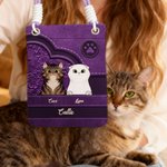 Personalized Vintage Cartoon 1-4 Cats Paw Print Heart Phone Bag with Names Daily Use Birthday Gift for Pet Owners Lovers