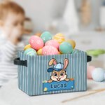 Panier de rangement personnalisé avec poignée Lapin de Pâques à rayures Cadeau d'anniversaire de Pâques pour enfants