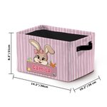Panier de rangement personnalisé avec poignée Lapin de Pâques à rayures Cadeau d'anniversaire de Pâques pour enfants