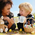 Personalised Multicolour Wreath Polka Dot Bow Easter Egg Bunny 12 oz Enamel Mug with Name Easter Gift for Kids