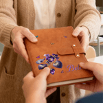 Personalizzato Retro Birth Flower Birthstone PU Leather A5 Sketchbook Notebook Cover per uso quotidiano Outdoor Sketching Gift per artisti pittori studenti