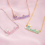 Personalized Cute Bunny Ears Initial Name Necklace Multicolour Jewellery Easter Birthday Anniversary Gift for Women Girls