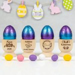 Personalisierter Kaninchen- oder Osterei-Design Eierbecher aus Holz mit Namens- und Textgravur Ostern Geschenk für Familie und Kinder