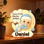 Luce notturna 3D personalizzata in acrilico con nome, data e informazioni sulla nascita, decorazione per la stanza, regalo di compleanno per la doccia del bambino per i neonati.