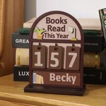 Personalized Books Read This Year Wooden Read Tracker with Name Bookshelf Decor Daily Use Birthday Gift for Bookworms
