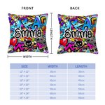 Personalised Dynamic Street Graffiti Art Soft Cushion Cover with Name Party Birthday Gift for Kids Graffiti Lovers