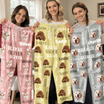 Personalised Multi-Colour Word Cloud Pet Face Photo Soft Pyjama Pants with Name Daily Wear Birthday Gift for Pet Lovers Friends