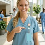 Personalised Cartoon Medical Character Acrylic ID Badge Reel with Name and Title Appreciation Nurse Week Gift for Doctor Nurse Medical Staff