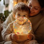 Personalized Holding Hands LED Night Light with Name and Wooden Base Room Decor Mother's Day Birthday Baby Shower Gift for Newborn New Mom