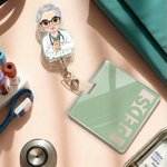 Personalised Cartoon Medical Character Acrylic ID Badge Reel with Name and Title Appreciation Nurse Week Gift for Doctor Nurse Medical Staff
