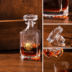 Personalised Golden Shield Initial Whiskey Decanter with Name Birthday Father's Day Gift for Bartender Dad Man