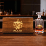 Personalised Golden Shield Initial Whiskey Decanter with Name Birthday Father's Day Gift for Bartender Dad Man
