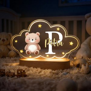 Personlig akryl LED moln nattlampa med söt djurdesign och namn doppresent perfekt som dekoration till barnrummet eller födelsedagspresent till barn