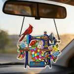 Personalizado Cardenal Máquina de Coser Nombre Vidriera Efecto Suncatcher Acrílico Ornamento Decoración para el Hogar Cumpleaños Regalo para Mamá Familia Amigo