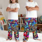 Henkilökohtainen Graffiti-Art Style Kid nainen mies pyjama housut värikäs nimi ja kiristysnauha päivittäinen kuluminen syntymäpäivälahja perheen ystävä