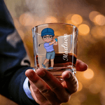 Personalisierte Golf Cartoon Charakter Whiskey Dekanter mit eingraviertem Namen Vatertag Geburtstag Geschenk für Männer Golfspieler