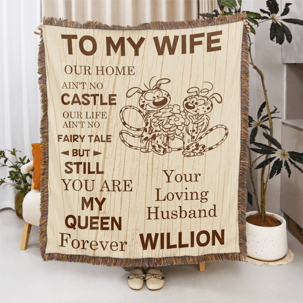 Personalized Long-Tailed Couple Marsupilami Soft Tassel Throw Blanket with Name Valentine's Day Anniversary Gift for Couple | Callie × Marsupilami®
