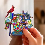 Personalizada Vidriera Estilo Arte Cardenal Máquina de Coser Acrílico Nevera Imán con Nombre Decoración para el Hogar Regalo conmemorativo para las mujeres
