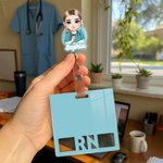 Personalised Cartoon Medical Character Acrylic ID Badge Reel with Name and Title Appreciation Nurse Week Gift for Doctor Nurse Medical Staff