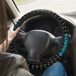 Personalisierte Punk Heavy Metal Style Anti-Rutsch-Auto-Lenkrad-Abdeckung mit Namen lange Reise Wünsche Geburtstag Geschenk für Familie Freund Punk-Enthusiasten