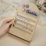 Organizador de Pendientes de Madera Personalizado con Nombre Decoración de Escritorio Regalo de Cumpleaños para Niñas Mujeres