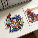 Personalizada Vidriera Estilo Arte Cardenal Máquina de Coser Acrílico Nevera Imán con Nombre Decoración para el Hogar Regalo conmemorativo para las mujeres