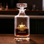 Personalised Golden Shield Initial Whiskey Decanter with Name Birthday Father's Day Gift for Bartender Dad Man