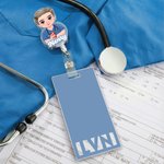 Personalised Cartoon Medical Character Acrylic ID Badge Reel with Name and Title Appreciation Nurse Week Gift for Doctor Nurse Medical Staff