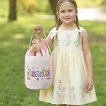 Personalized Bunny Ears Easter Basket with Name Egg Hunting Accessories Easter Gift for Boys Girls