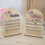 Organizador de Pendientes de Madera Personalizado con Nombre Decoración de Escritorio Regalo de Cumpleaños para Niñas Mujeres