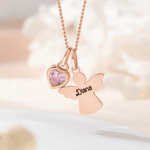 Personalizada Ángel de la Guarda Birthstone Collar con Nombre Dainty Joyería Día de la Madre Cumpleaños Regalo para Mujeres Familia Amigos