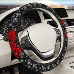 Personalisierte Punk Heavy Metal Style Anti-Rutsch-Auto-Lenkrad-Abdeckung mit Namen lange Reise Wünsche Geburtstag Geschenk für Familie Freund Punk-Enthusiasten