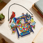 Personalizado Cardenal Máquina de Coser Nombre Vidriera Efecto Suncatcher Acrílico Ornamento Decoración para el Hogar Cumpleaños Regalo para Mamá Familia Amigo
