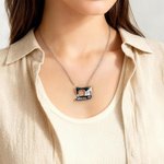 Personalizada piedra de nacimiento y flor de nacimiento collar de la máquina de coser de regalo para la madre