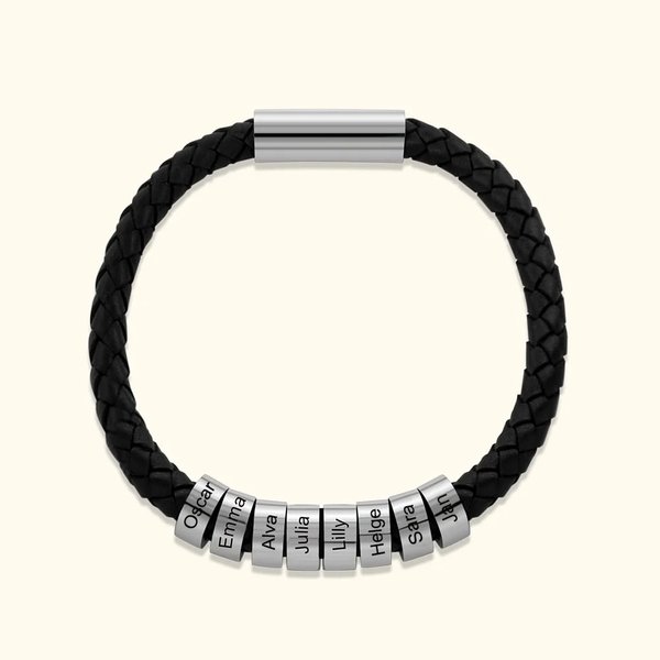 Personligt 1-8 pärlflätat läderarmband för män med namngravyr perfekt för fars dag födelsedag eller alla hjärtans dag present till honom
