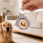Porte-clés gaufré en forme de patte personnalisé avec photo et nom - Cadeau d'anniversaire pour amoureux des animaux