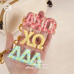 Personalized Multicolor Sorority Bowknot Flower Greek Letter Acrylic Keychain Initiation Ceremony Gift for Sorors | Callie × Affinity Licensing
