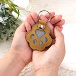 Porte-clés gaufré en forme de patte personnalisé avec photo et nom - Cadeau d'anniversaire pour amoureux des animaux